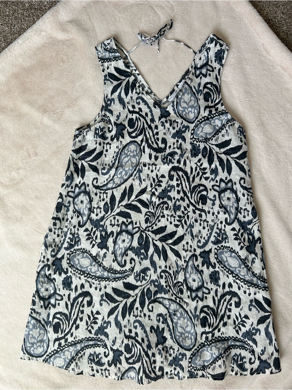Lucky Brand Blue and White Paisley Casual Tank Dress